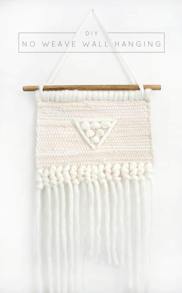 Easy DIY No-Weave Wall Hanging, a boho textile accent, an upgrade pricier looking than it really was