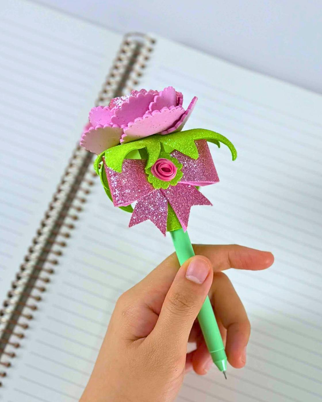Glitter Foam Flower Pen