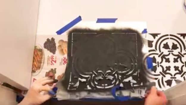 DIY Tile Ideas - Stenciled Floor Tile - Creative Crafts for Bathroom, Kitchen, Living Room, and Fireplace - Awesome Shower and Bathtub Ideas - Fun and Easy Home Decor Projects - Ho