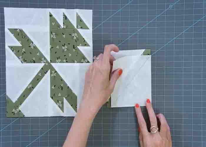Making the stem unit of the english ivy quilt block