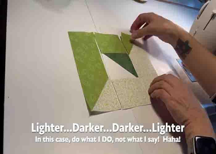 Assembling the optical illusion quilt block