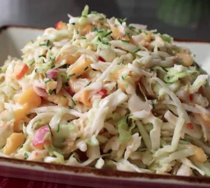 Easy To Make Fresh & Spicy Peach Coleslaw