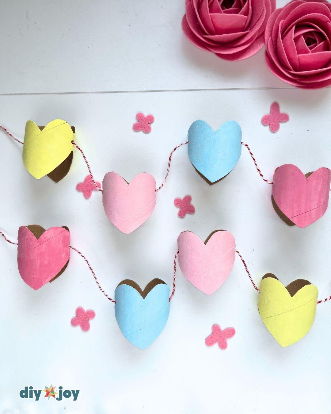 Easy Cardboard Heart Garland — valentine’s day crafts