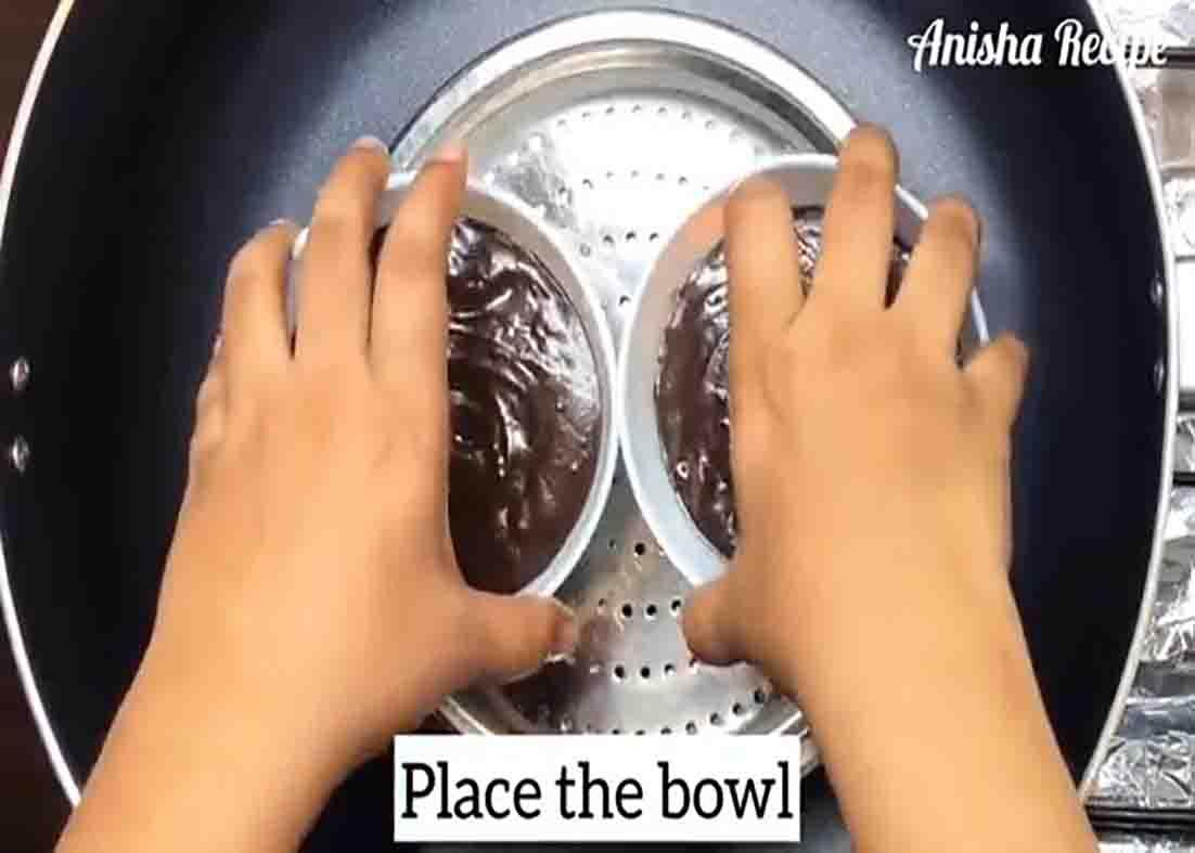 Cooking the choco lava cake in the stove