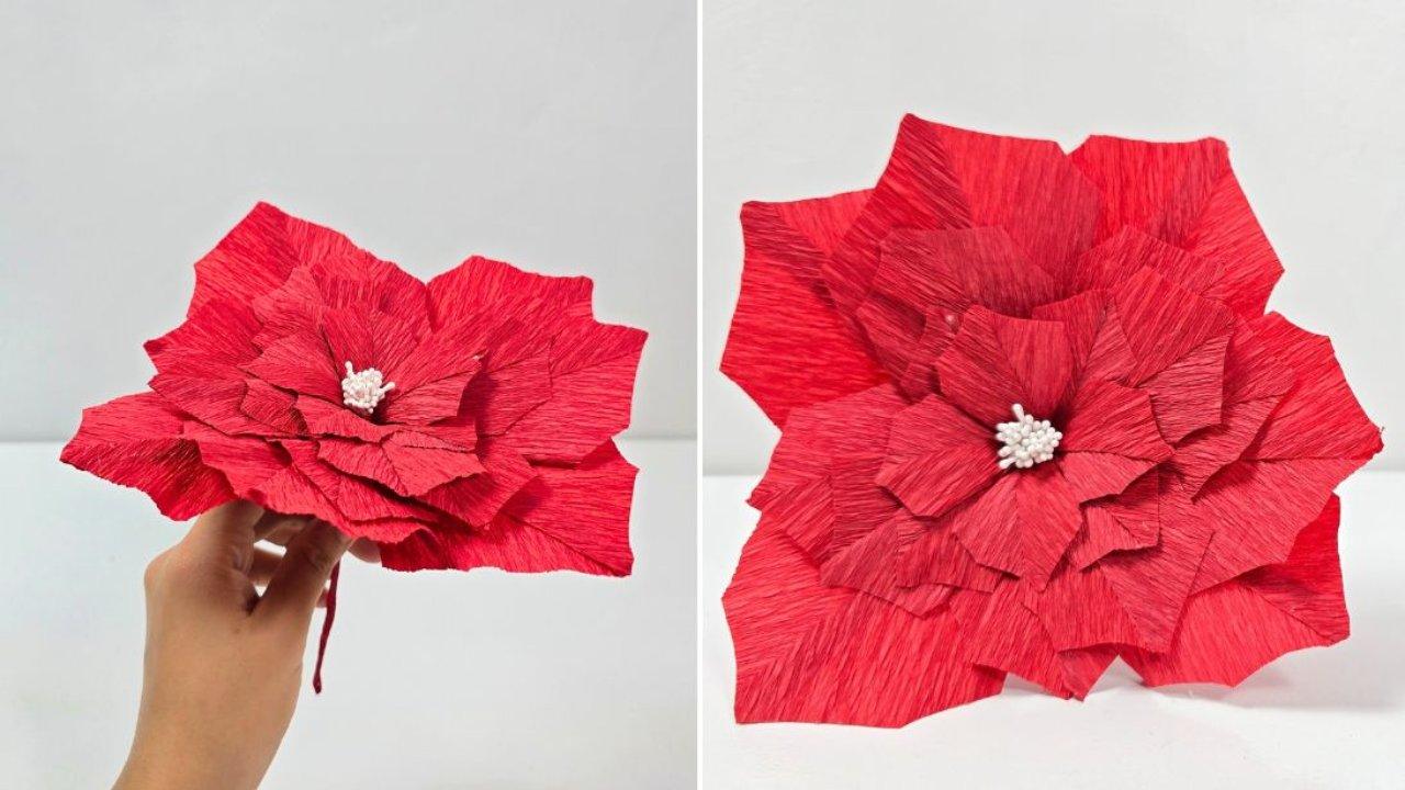 DIY Christmas Ornament | Crepe Paper Poinsettia