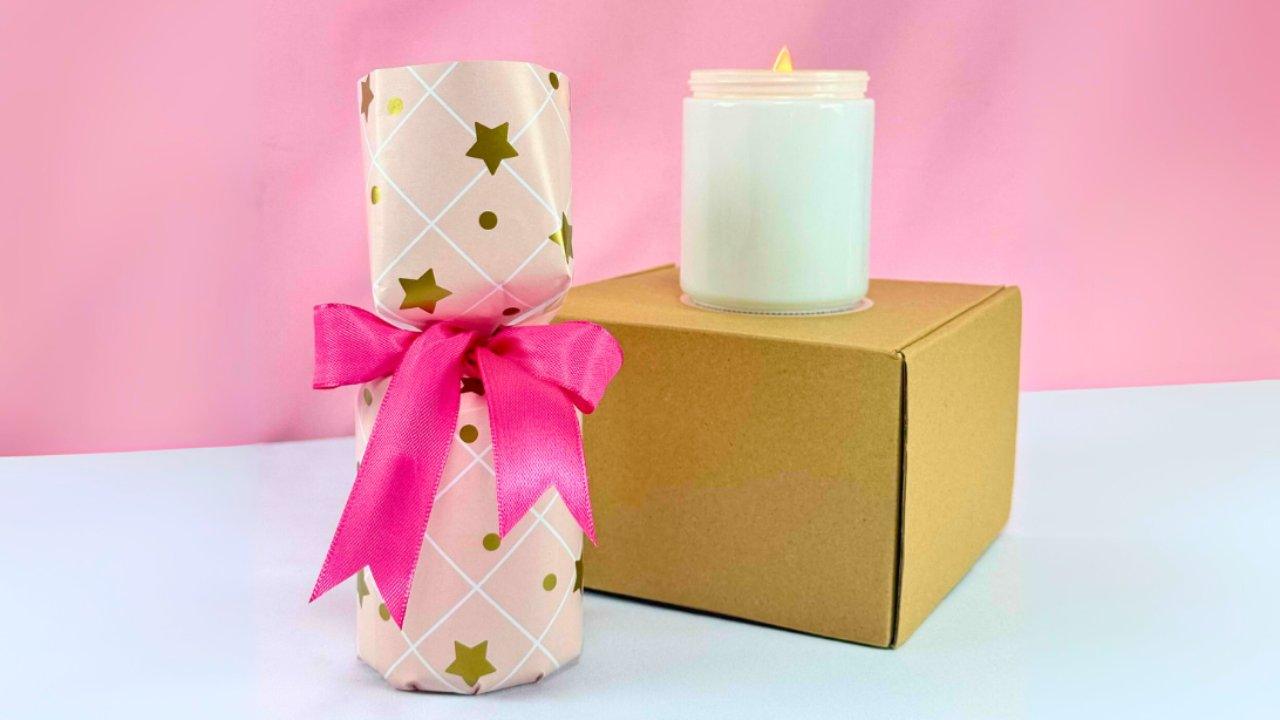 Easy Candle Jar Gift Wrapping Hack