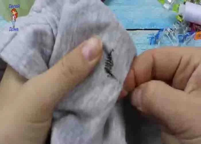 Stitching up the hole neatly with the seam hidden away