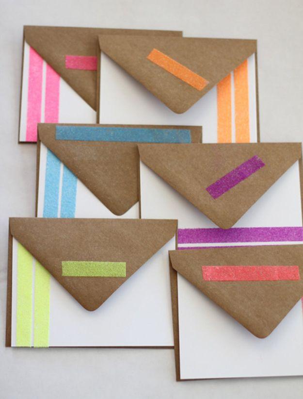 DIY Glittery Neon Notecards, quick enough to finish before nap time and a sweet way to personalize a plain space