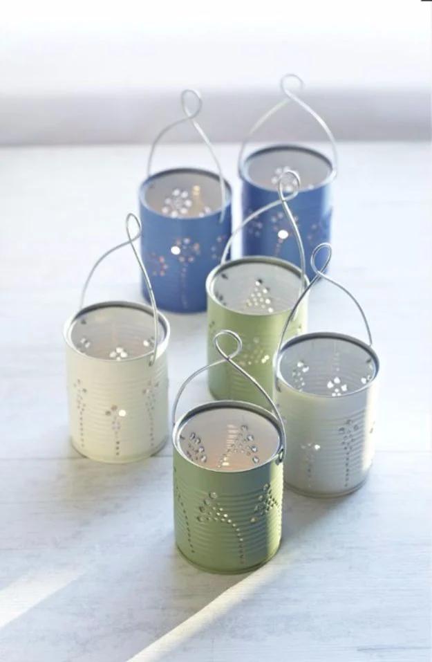 DIY Tin Can Lanterns, cheap to pull off with dollar store finds and proof a small change makes a real difference