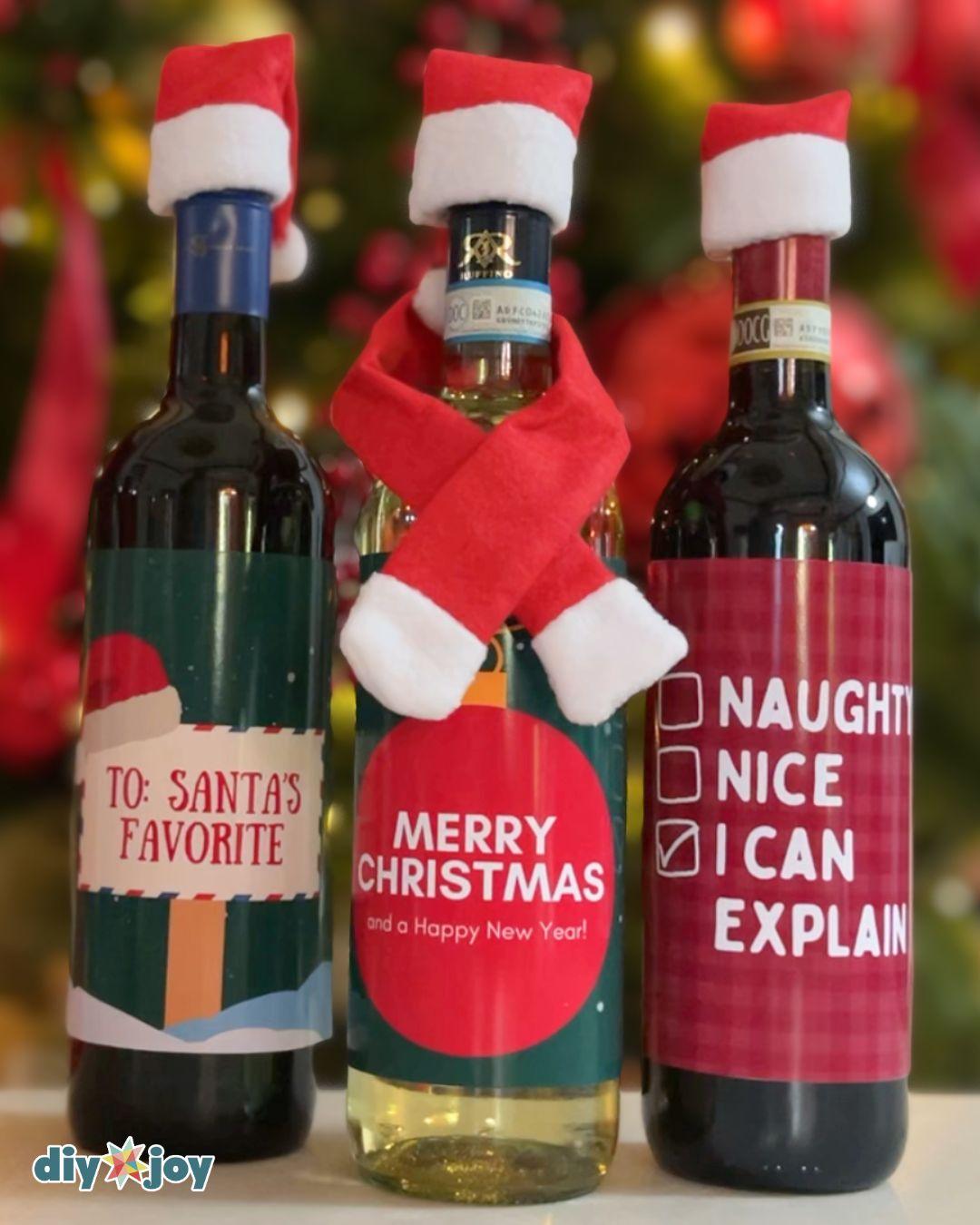 Custom Holiday Wine Labels — christmas wine gift ideas