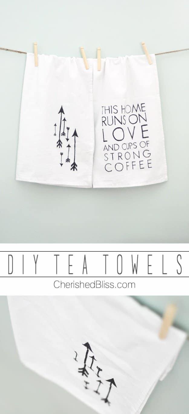DIY Tea Towels, a creative kitchen decor idea worth making this weekend and a favorite pick from this roundup