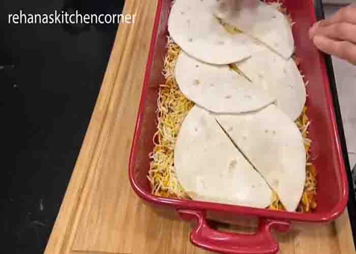 Assembling the taco casserole