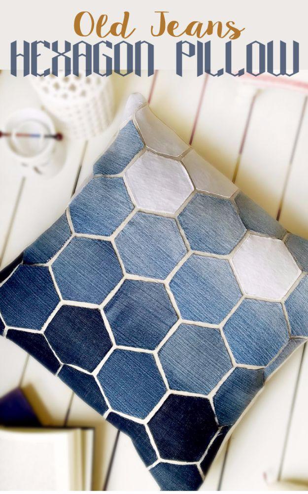 Old Jeans Hexagonal Pillow, easy enough to hand off to a total beginner and a detail company always compliments