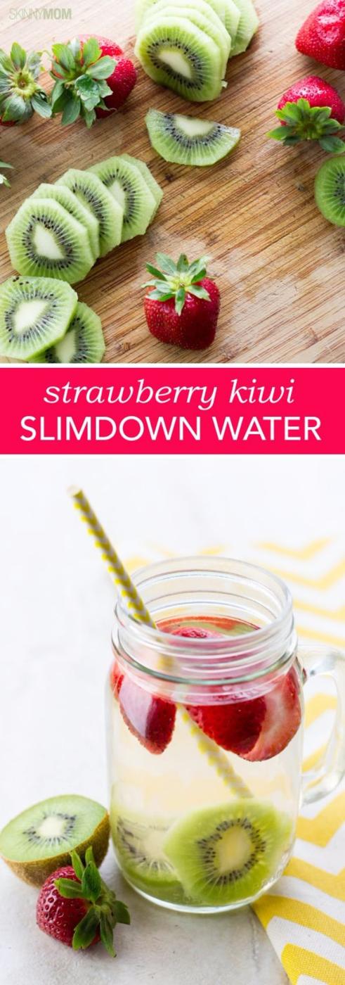 Strawberry Kiwi Slimdown Water, a refreshing detox water recipe to try and an easy way to add flavor without added sugar