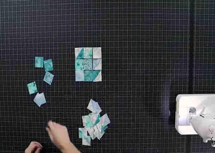 Assembling the bear paw quilt block
