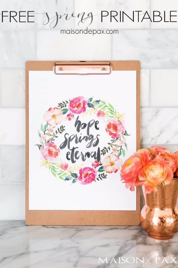 Hope Springs Eternal Free Printable, fast enough to hang before company gets there and color that a plain hallway was missing