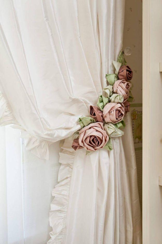 Shabby Chic Rose Curtain Tie Backs, simple enough for a first try and better looking than a store bought version