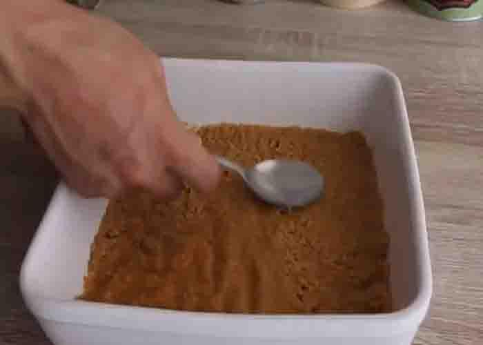 Making the crust for the pineapple dream dessert