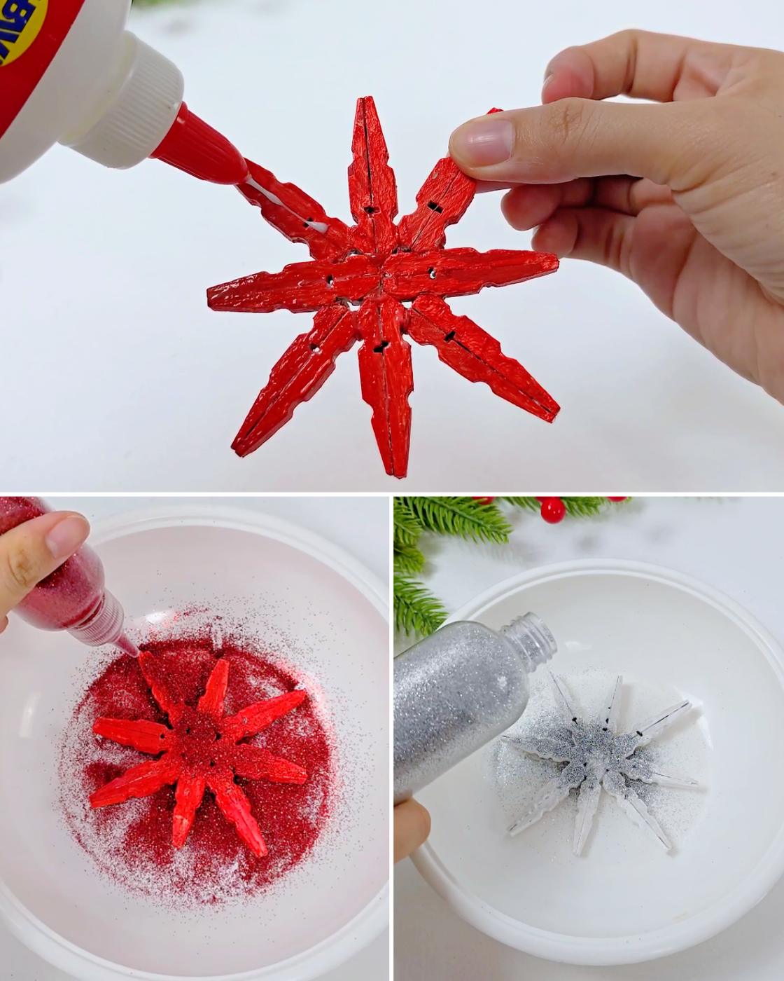 Step-by-Step Clothespin Snowflake Ornament Tutorial