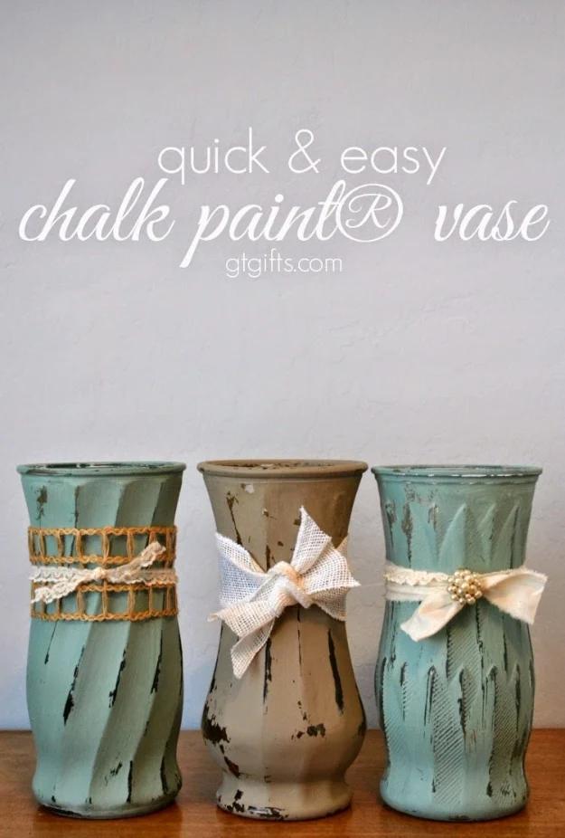 Quick Last Minute DIY Gifts You Can Make - Quick And Easy Chalk Paint Vase - Easy and Quick Last Minute DIY Gift Ideas for Mom, Dad, Him or Her, Freinds, Teens, Kids, Girls and Boy