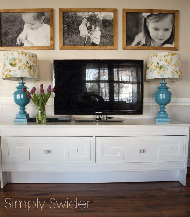 DIY Greek Key Console, budget friendly with supplies on hand and a nice way to make a plain corner feel finished