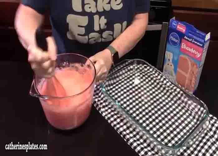 Mixing the ingredients for the cake batter
