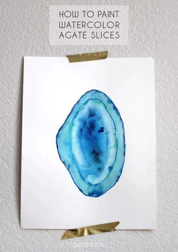 Watercolor Tutorials and Techniques - Paint Watercolor Agate Slices - Make Watercolor Flowers, Ocean, Sky, Abstract People, Landscapes, Buildings, Animals, Portraits, Sunset - Step