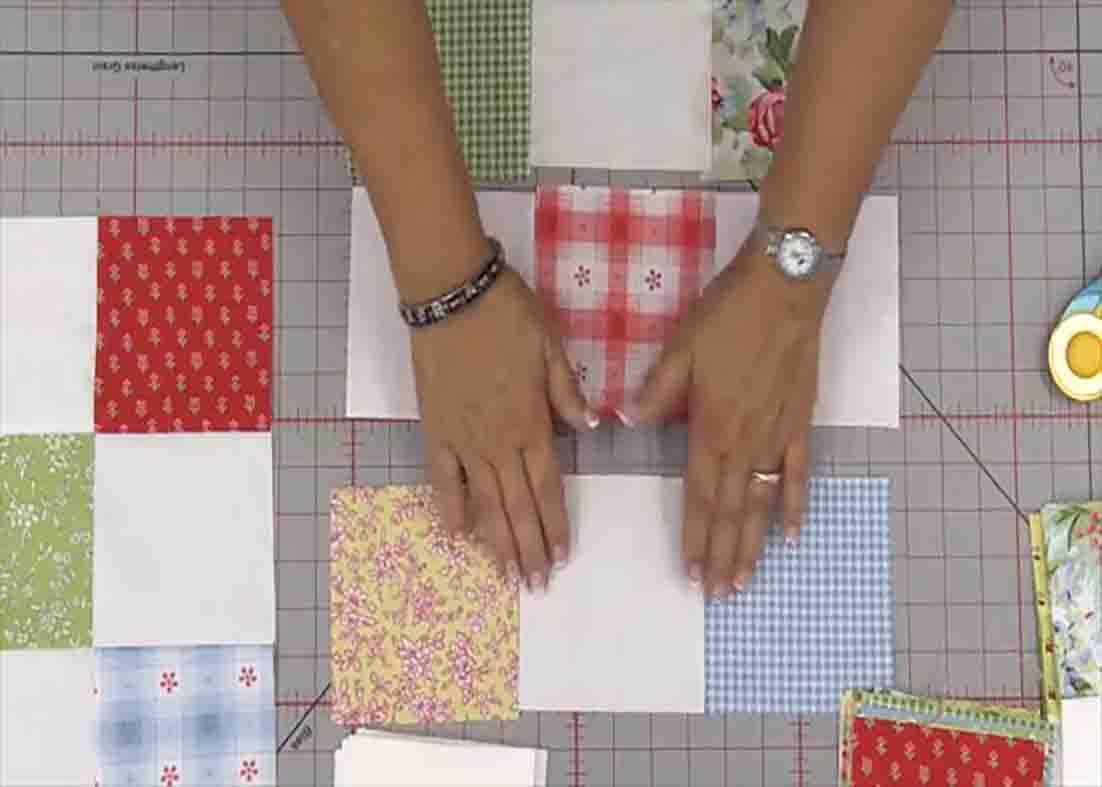 Making the 9-patch block for the 9-patch swap quilt