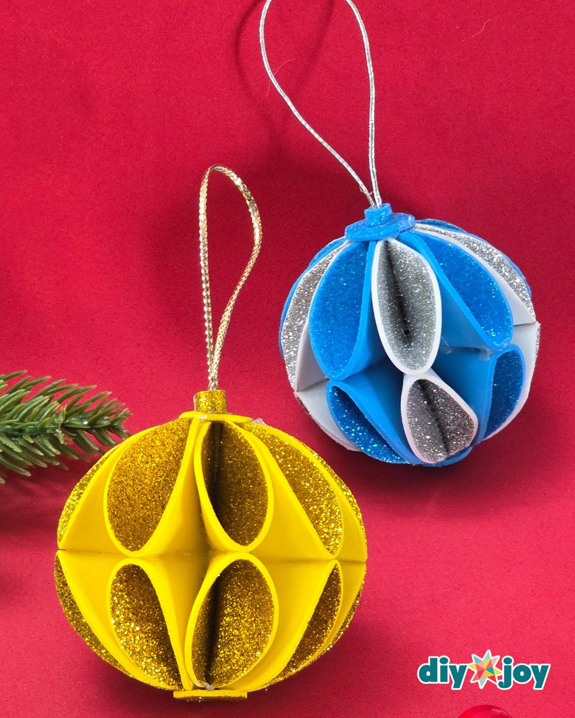 Easy Christmas Ornaments — diy honeycomb glitter foam ornament tutorial