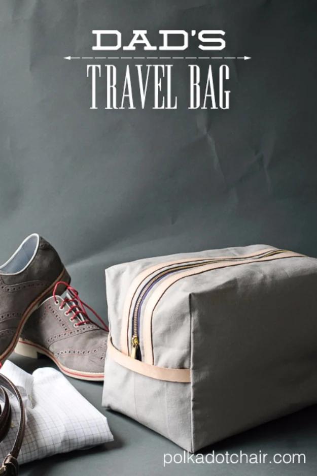 Dad's Travel Bag, a handmade gift for dad, flexible enough to adjust as you go and an idea worth saving for later