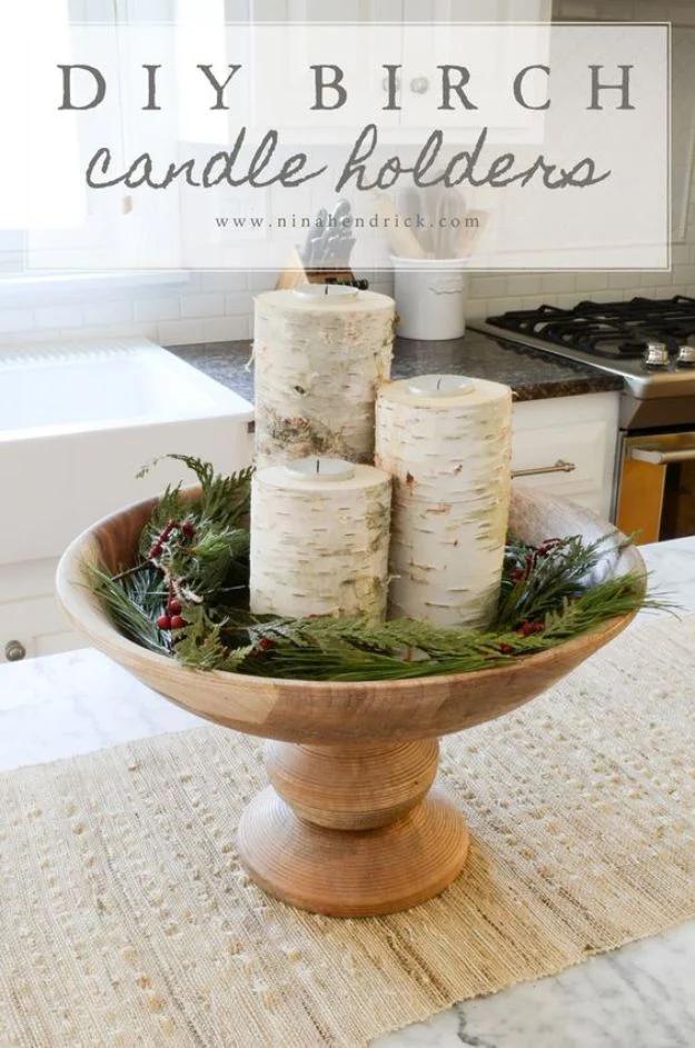 DIY Candle Holders - DIY Birch Candle Holders - Easy Ideas for Home Decor With Candles, Tall Candlesticks and Votives - Fun Wooden, Rustic, Glass, Mason Jar, Boho and Projects With