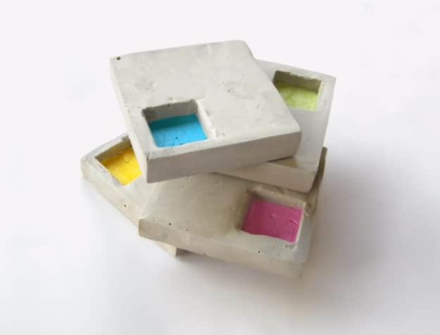 DIY Projects Made With Concrete - Industrial Style Geo Cement Coasters - Quick and Easy DIY Concrete Crafts - Cheap and creative countertops and ideas for floors, patio and porch d