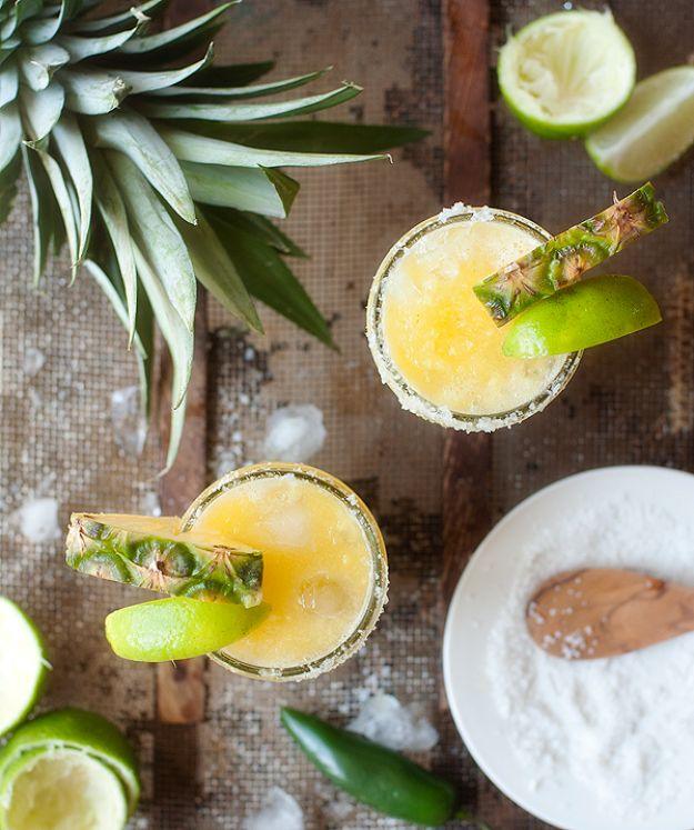 Margarita Recipes - Spicy Pineapple Margaritas - Drink Recipes for a Party - Recipe Ideas for Blender Margaritas - Lime, Strawberry, Fruit | Easy Drinks With Tequila