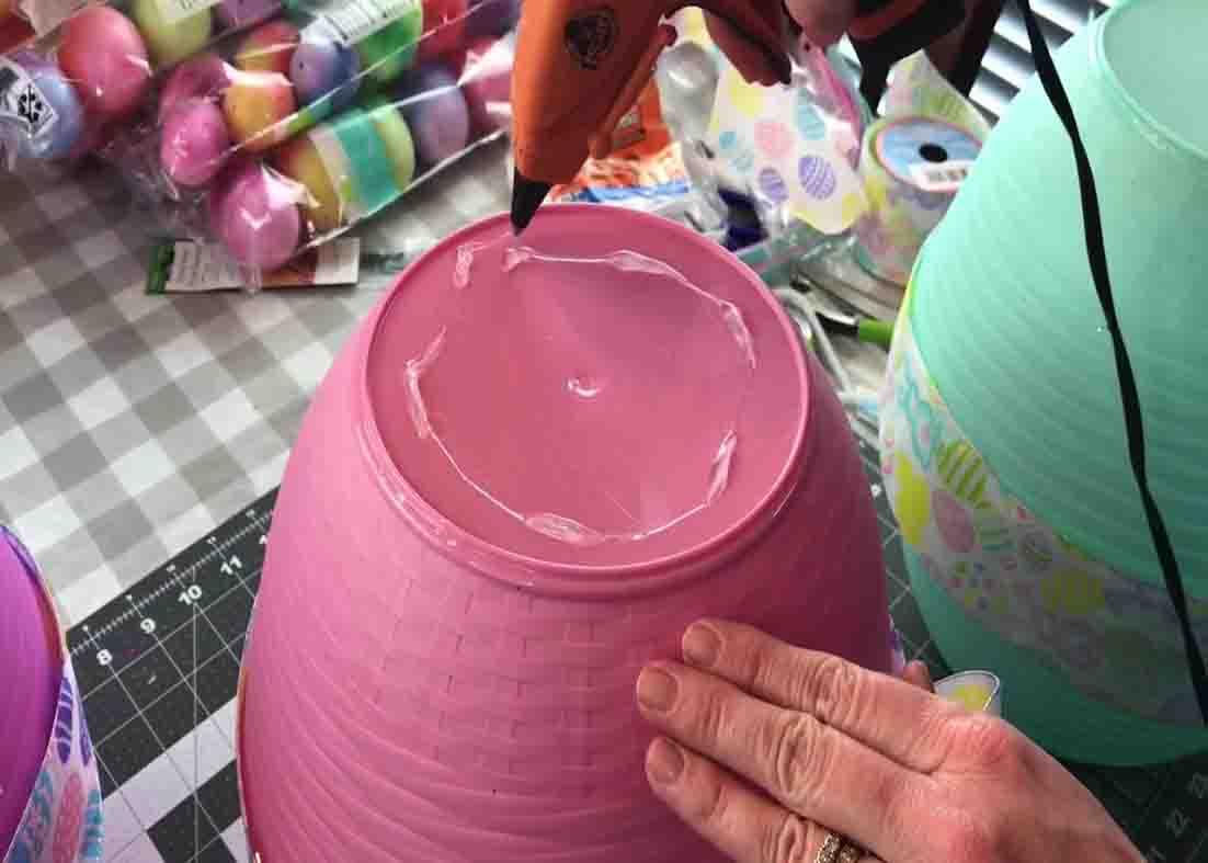 Assembling the Easter topiary