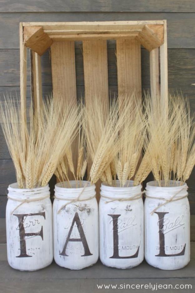 Best Mason Jar Crafts for Fall -Fall Rustic Mason Jars - DIY Mason Jar Ideas for Centerpieces, Wedding Decorations, Homemade Gifts, Craft Projects with Leaves, Flowers and Burlap,