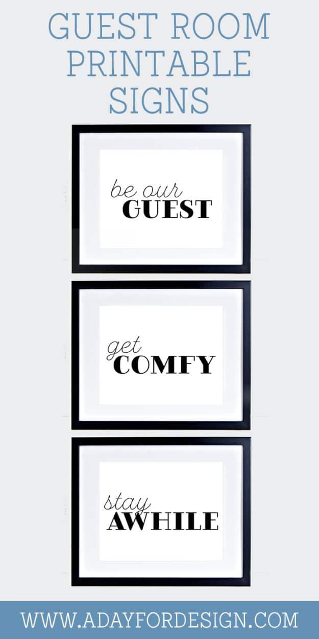 Guest Room Printable Signs, quick enough for a same day refresh and a sweet finishing touch for any gallery wall