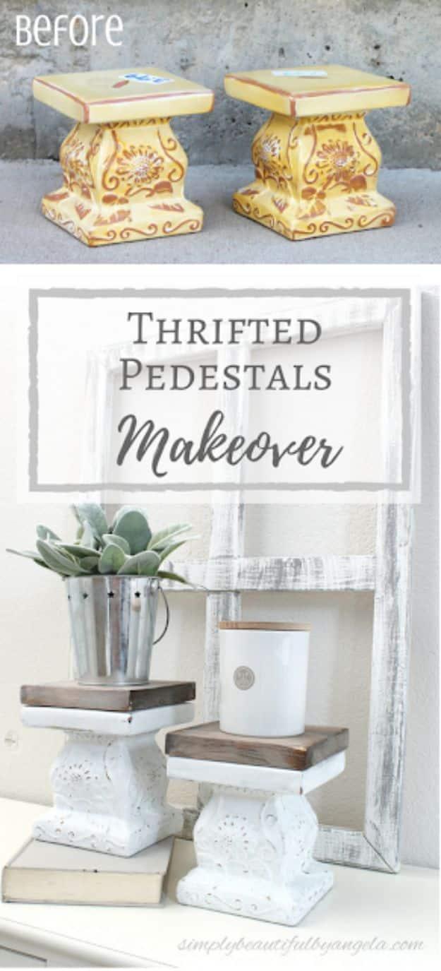 Thrifted Pedestals Makeover, forgiving enough for a first attempt and better looking than a store bought version