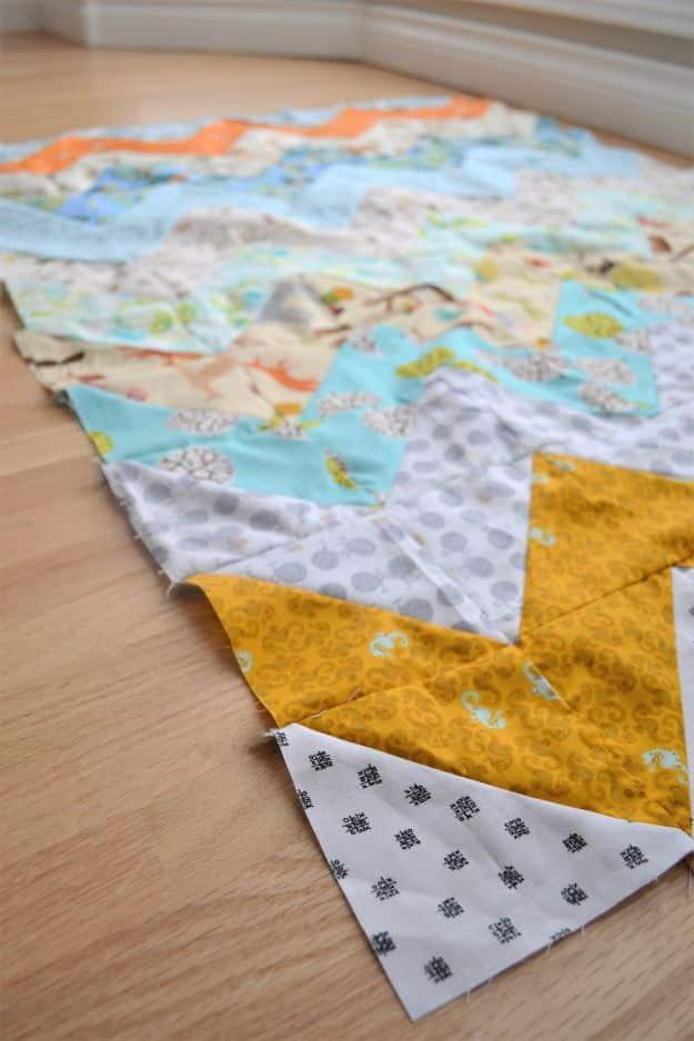 Chevron Quilt For Beginners, gentle on the wallet and the schedule and a sweet little detail guests always notice