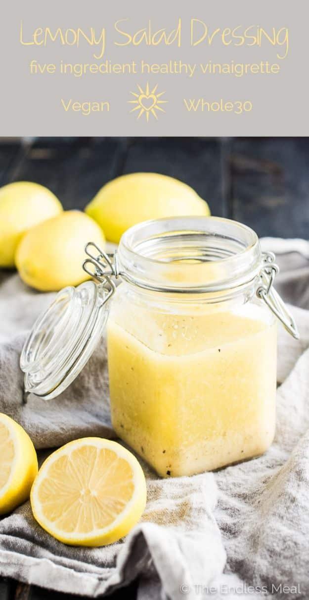 Salad Dressing Recipes - Lemony Salad Dressing - Healthy, Low Calorie and Easy Recipes for Creamy Homeade Dressings - How To Make Vinaigrette, Mango, Greek, Paleo, Balsamic, Ranch,