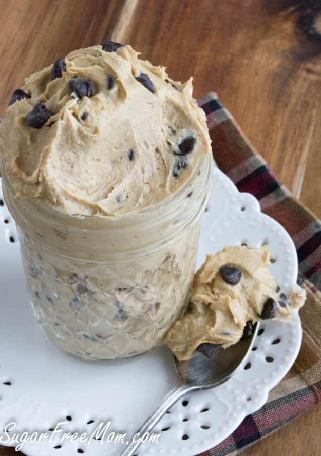 Low Sugar Dessert Recipes - Cookie Dough Dip - Healthy Desserts and Ideas for Healthy Sweets Without Much Sugar - Raw Foods and Easy Clean Eating Dessert Tips, Keto Diet Snacks - C