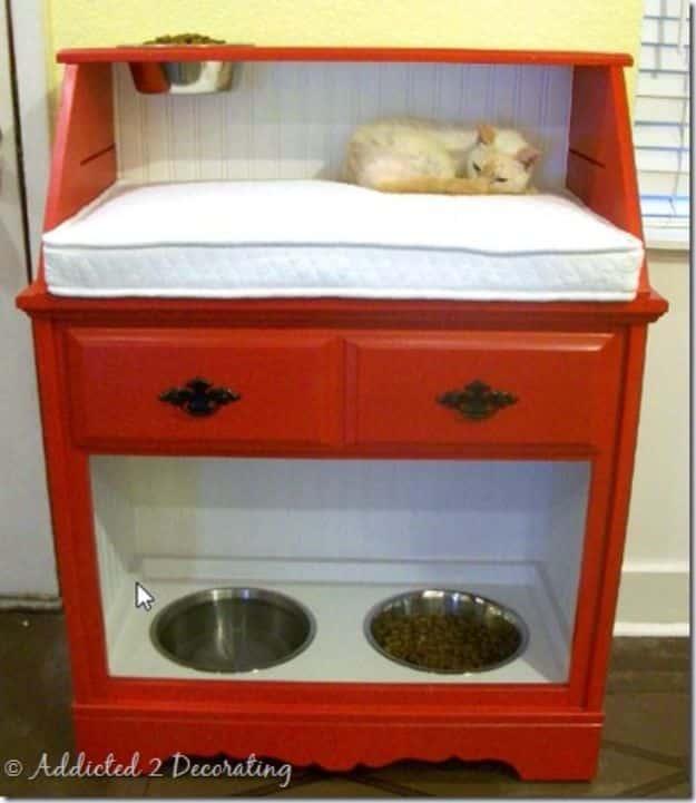 DIY Pet Bowls And Feeding Stations - The New & Improved Pet Station - Easy Ideas for Serving Dog and Cat Food, Ways to Raise and Store Bowls - Organize Your Dog Food and Water Bowl