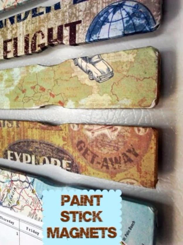 Paint Stick Magnets, quick enough to finish over a weekend and a clever way to reuse scraps you already have