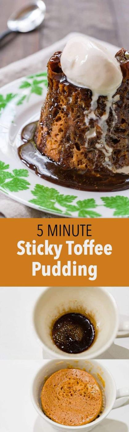 Quick Dessert Recipes - 5-Minute Sticky Toffee Pudding Recipe - Fast Desserts to Make In Minutes - Sweet Treats, Cookies, Cake and Snack Ideas