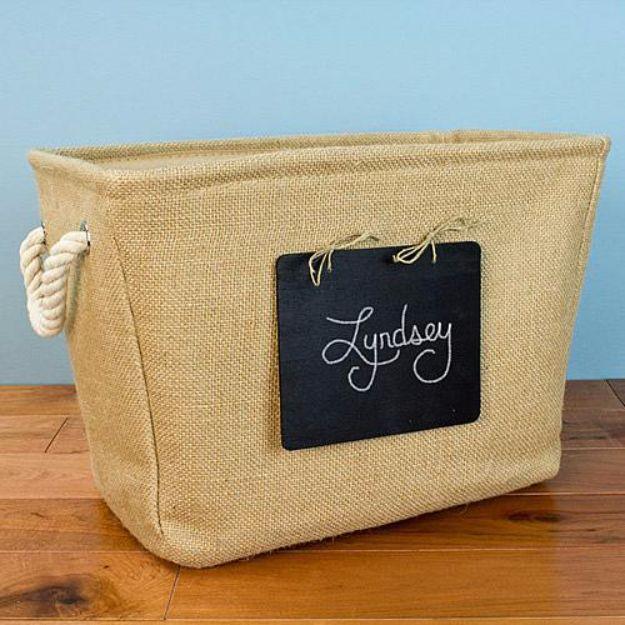 Personalized Chalkboard Burlap Tote Storage, a popular choice on this list and a favorite pick from this roundup