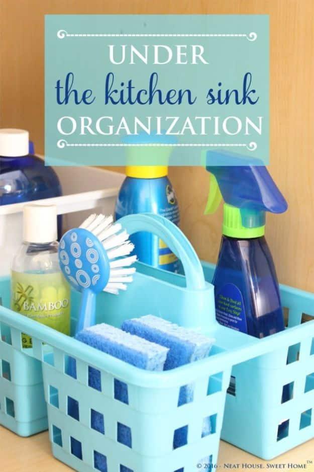 Kitchen Sink Organization, a budget friendly organizing hack for any room and an easy weekend project that clears the clutter