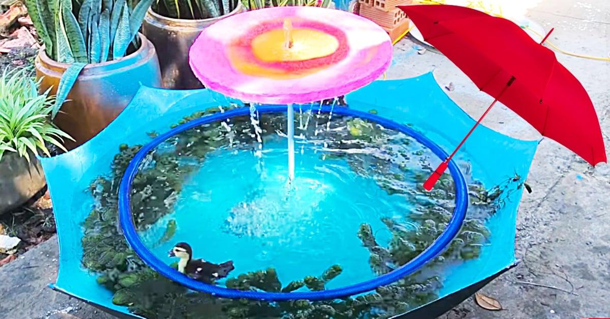 How To Make A Cement Fountain With An Umbrella