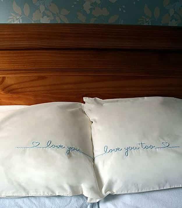 Embroidered Pillowcase, a popular choice on this list and a beginner friendly sewing project for the bedroom