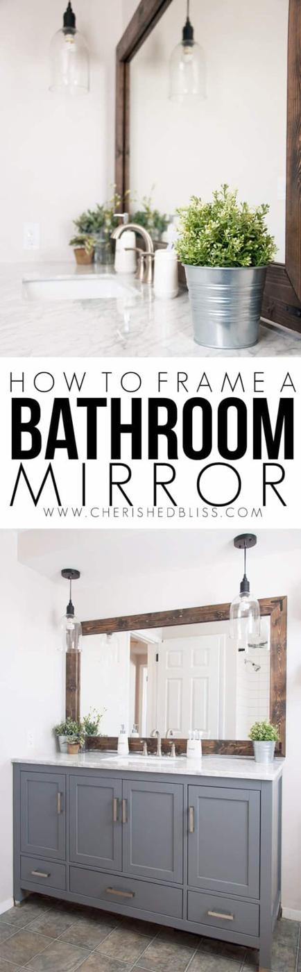 Wood Framed Bathroom Mirror Tutorial, quick enough to finish in an afternoon and worth recreating for the season