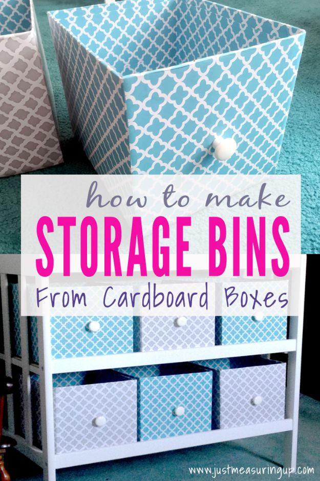 DIY Storage Baskets - Make Storage Bins From Cardboard Boxes - Cheap and Easy Ideas for Getting Organized - Creative Home Decor on A Budget - Farmhouse, Modern and Rustic Basket Pr