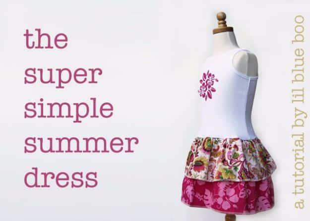 DIY Dresses to Sew for Summer - Super Simple Summer Dress - Best Free Patterns For Dress Ideas - Easy and Cheap Clothes to Make for Women and Teens - Step by Step Sewing Projects -